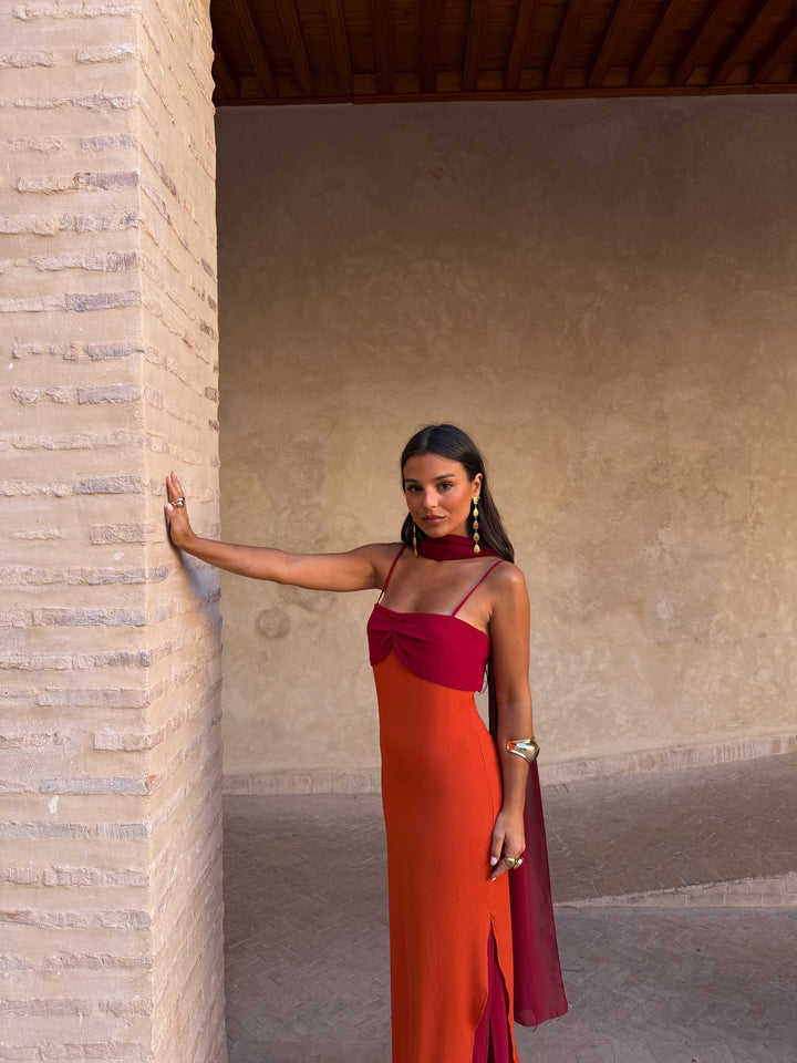 Nerea - Vestido Naranja y Rojo