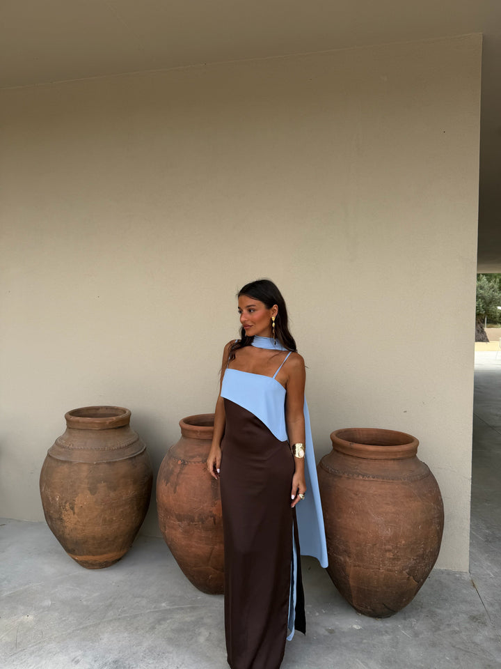Sofía - Vestido Marrón y Azul